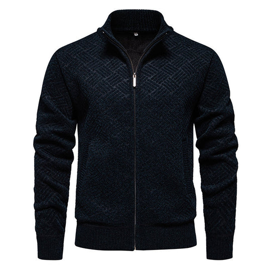 Herren modische Strickjacke mit hochgeschlossenem Kragen und Reißverschluss R&B