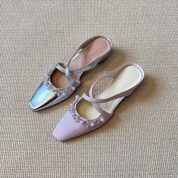 Damen Slingback-Pumps mit strassbesetztem Dekor