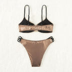 Damen Bikini-Set mit schimmerndem Oberteil und verstellbarem Design R&B