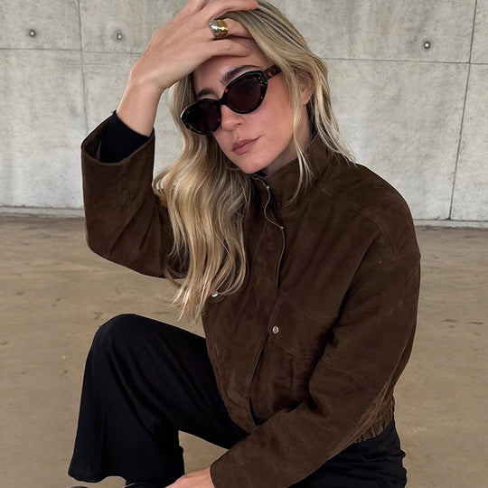 Damen Kunstlederjacke mit strukturiertem Schnitt und praktischen Taschen R&B