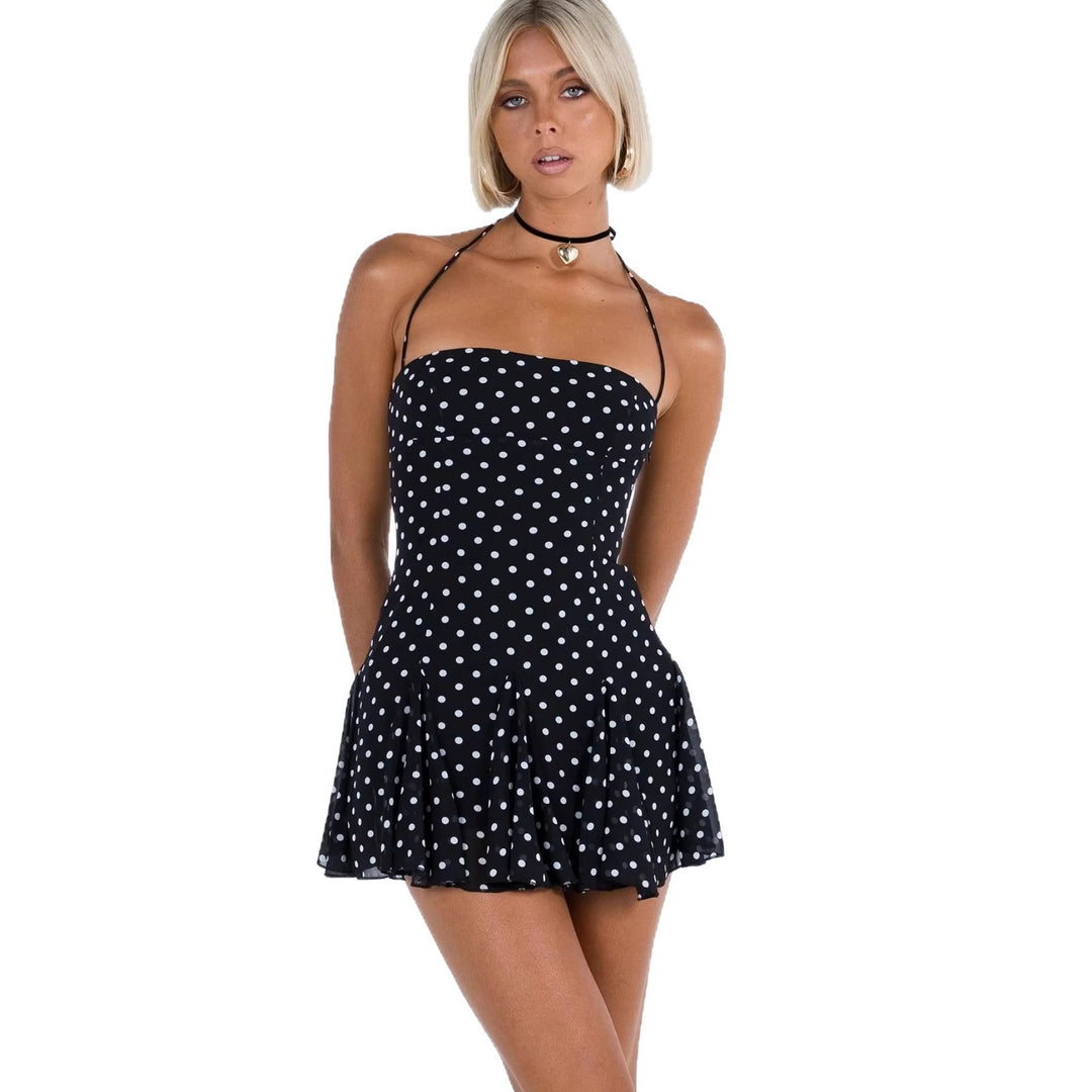 Damen Minikleid mit floralen Details und schwingendem Rock R&B