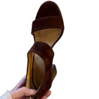 Damen eleganter Slingback-Blockabsatzschuh mit weichem Veloursleder R&B