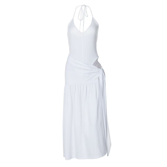 Damen Elegantes Bodenkleid mit Wickeldesign und Raffungen R&B