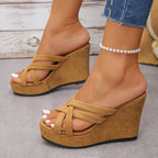 Damen Wedge-Sandalen mit überkreuzten Riemen und rutschfester Sohle