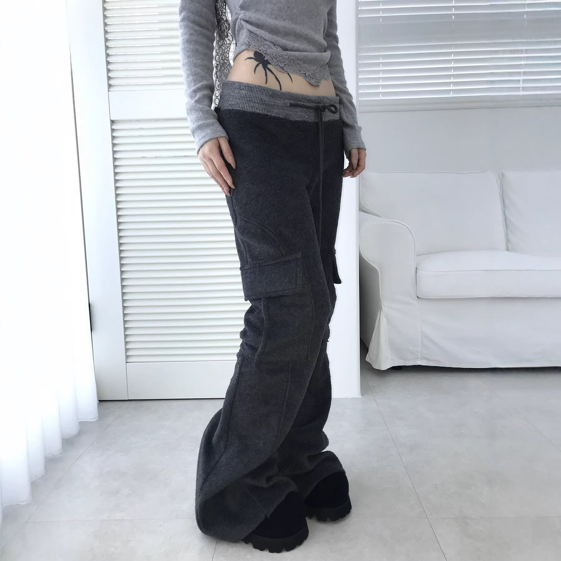 Damen Weite Cargo-Hose mit elastischem Bund und praktischen Taschen R&B