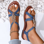 Damen Rendier-Sandalen mit dekorativen Beaded-Details und verstellbarem Riemen R&B