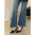 Damen spitze Pumps aus hochwertigem Veloursleder und Lack R&B