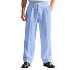 Herren nan legere Leinen-Bundfaltenhose mit elastischem Bund und Kordelzug R&B