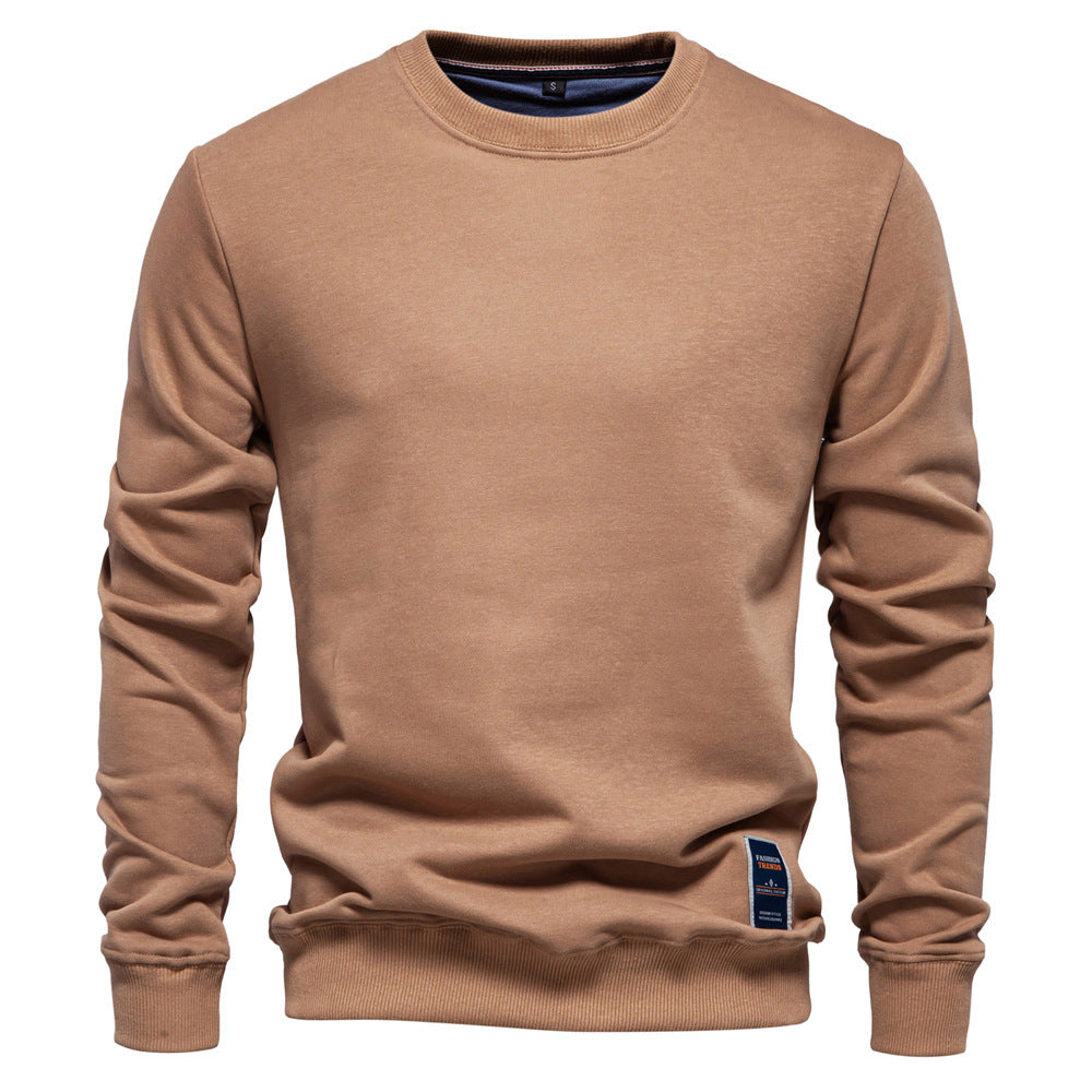 Herren nan klassisches Rundhals-Sweatshirt aus schwerer Baumwollmischung mit angerauter Innenseite und gerippten Bündchen R&B