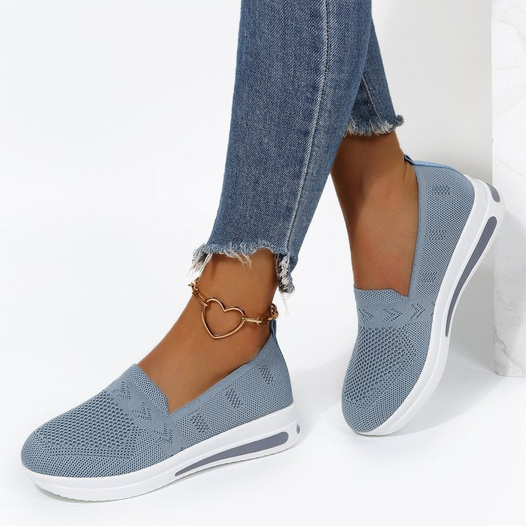 Damen atmungsaktive Slip-On Sneakers mit flexiblem Strick-Obermaterial R&B