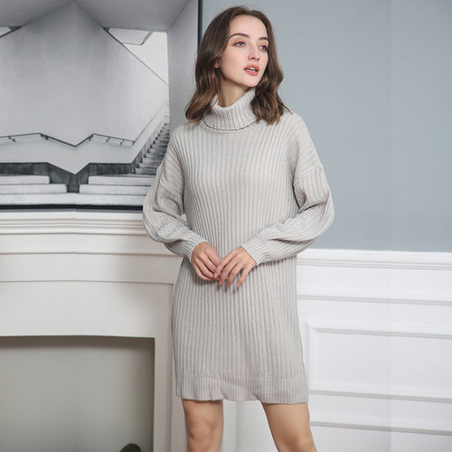 Damen Strickkleid mit hohem Kragen R&B