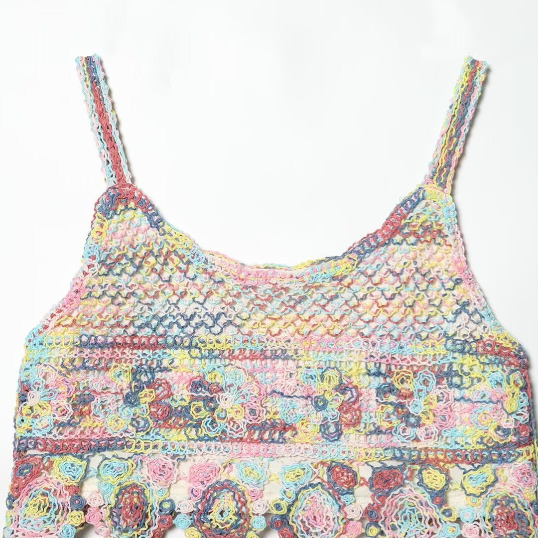 Damen gehäkeltes Oberteil im farbenfrohen Design R&B
