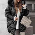 Damen Oversized Steppjacke mit Kunstpelzkragen R&B