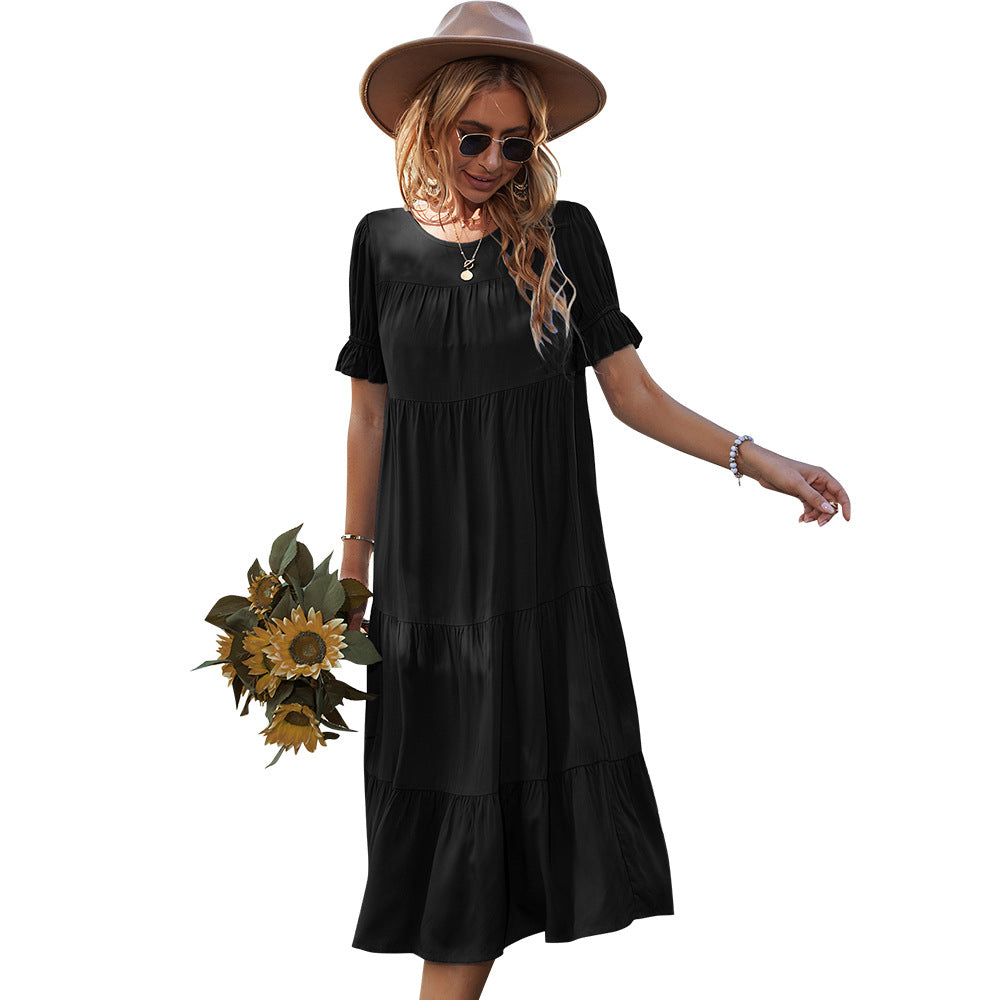 Damen Midikleid mit Rüschendetails und fließendem Schnitt R&B