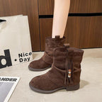 Damen Elegante Ankle Boots aus hochwertigem Wildleder mit dekorativem Tassel-Detail R&B