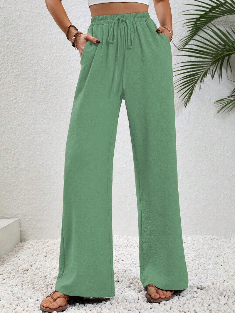 Damen Lässige, Breite Freizeithose mit Elastischem Bund und Seitlichen Taschen R&B