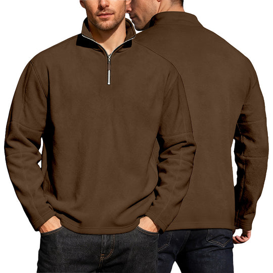 Herren nan leichter Mikrofleece-Performancepullover mit kurzem Reißverschluss Raglanärmeln und formgebenden Nähten R&B