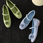 Damen Ballerina-Schlüpfschuhe mit floralem Design und verstellbarem Riemchen R&B