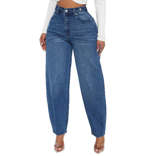 Damen Bequeme Hochtaillierte Jeans mit weitem Schnitt R&B