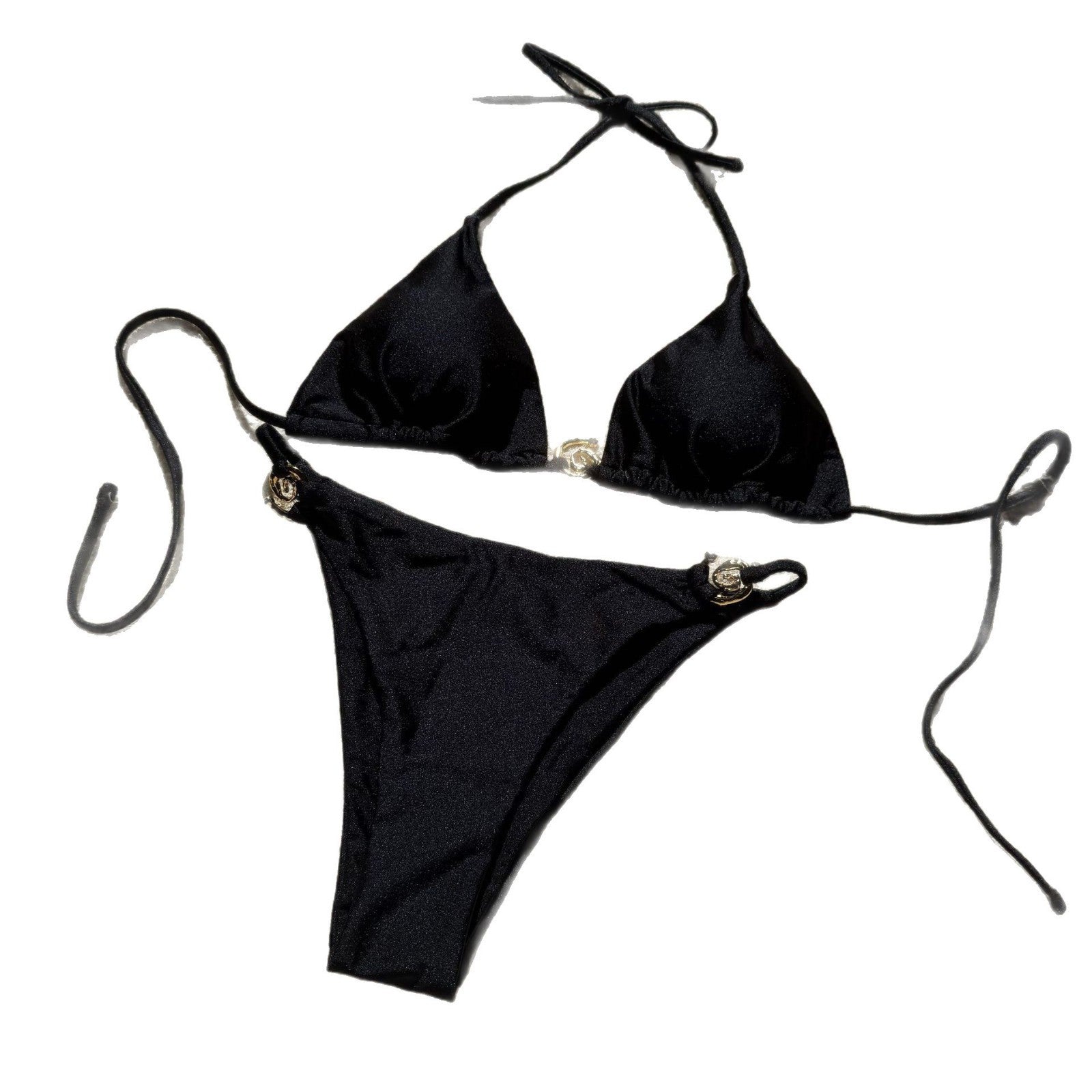 Damen Triangel-Bikini mit luxuriösem Gold-Detail R&B