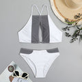 Damen Sport-Bikini mit modischem Streifen-Design und verstellbaren Trägern R&B
