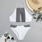 Damen Sport-Bikini mit modischem Streifen-Design und verstellbaren Trägern R&B
