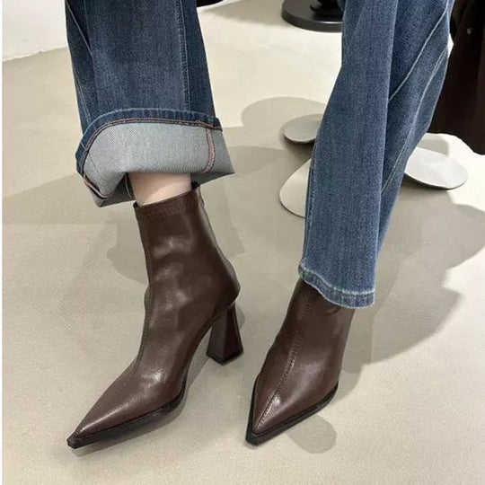 Damen elegante Ankle Boots mit spitzem Design und komfortablem Blockabsatz R&B