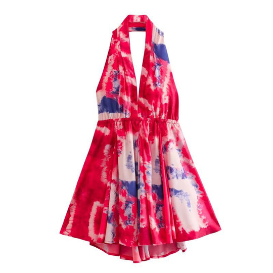 Damen Halterneck Kleid mit fließendem Rock R&B