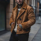 Herren lässige Wildlederjacke mit weichem Innenfutter