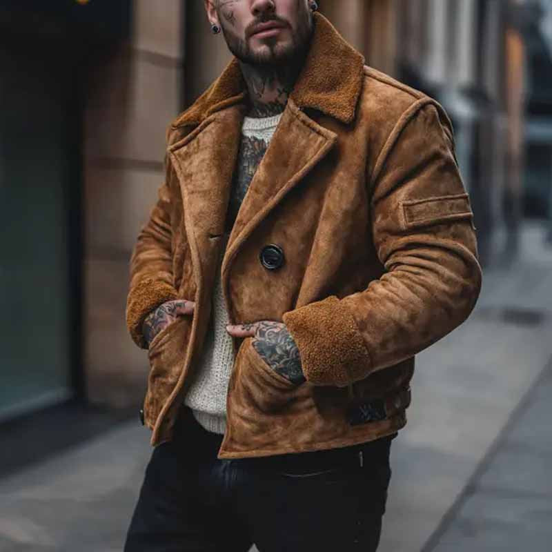 Herren lässige Wildlederjacke mit weichem Innenfutter
