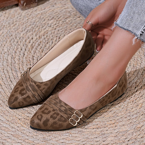Damen elegante spitze Ballerinas mit dekorativem Schnallen-Design R&B