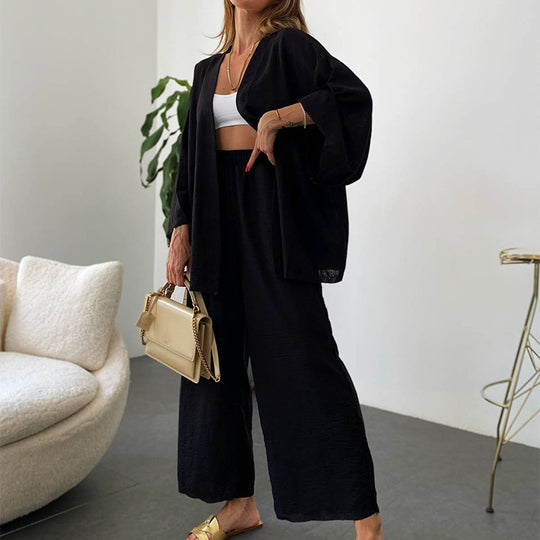 Damen lässiges 2-in-1 Set aus Hoody und weitem Hosen R&B