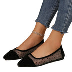 Damen Elegante Ballerinas mit transparentem Tüll und Punkten R&B