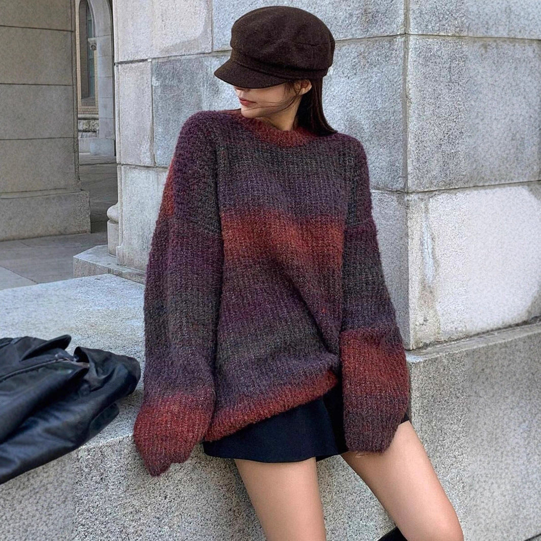 Damen Oversized Strickpullover mit modernem Farbverlauf und weichem Material R&B