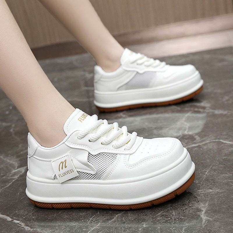 Damen modische Plateau Sneakers mit atmungsaktiver Mesh-Oberfläche und dämpfendem Sohlenprofil R&B
