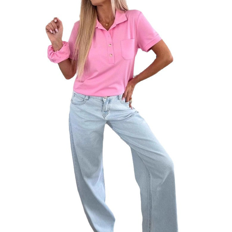 Damen Polohemd mit eleganter Knopfleiste von R&B