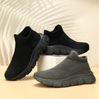 Damen bequeme Slip-On Sneakers mit elastischem Strickoberteil