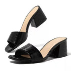 Damen offene Blockabsatz-Sandaletten mit elegantem Krokodilleder-Design R&B