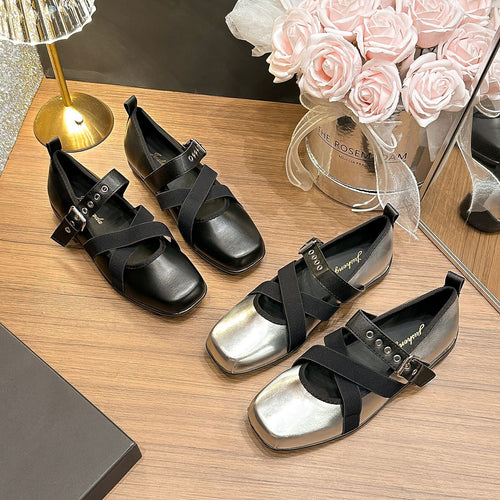 Damen Komfortable Ballerinas mit verstellbarem Riemendesign R&B