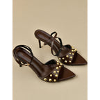 Damen elegante Slingback-Pumps mit goldenen Nieten R&B