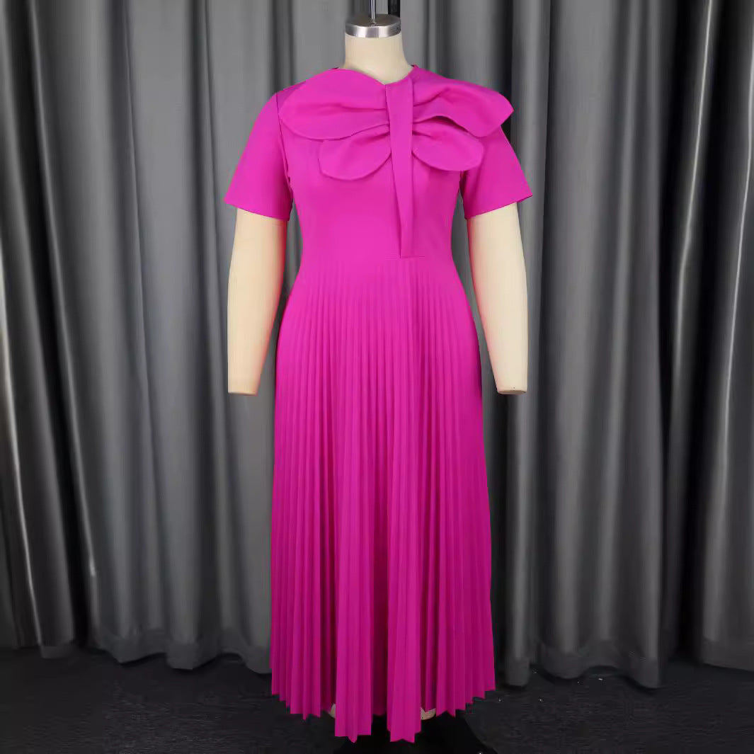Damen Elegantes Midikleid mit voluminösem Schleifenakzent R&B