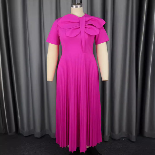 Damen Elegantes Midikleid mit voluminösem Schleifenakzent R&B