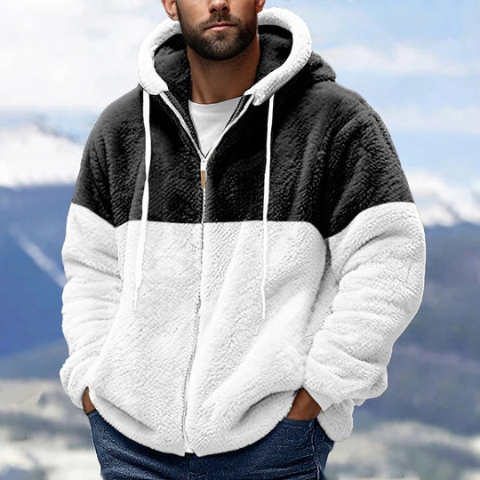 Herren kuschelige Fleecejacke mit Kapuze R&B