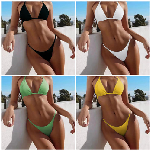 Damen Triangel-Bikini mit feiner Rippstruktur R&B