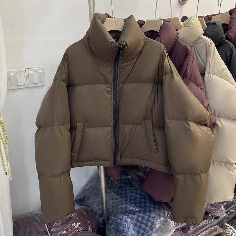 Damen Kurze wattierte Funktionsjacke mit hohem Kragen und seitlichen Taschen R&B