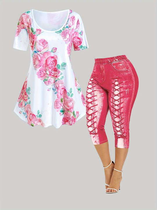 Damen lässiges Tunika-Kleid mit floralem Design und modischem Schnitt R&B