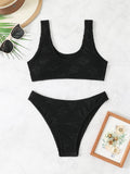 Damen Bikini-Set mit strukturiertem Oberteil und hoch geschnittenem Slip R&B