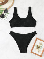 Damen Bikini-Set mit strukturiertem Oberteil und hoch geschnittenem Slip R&B