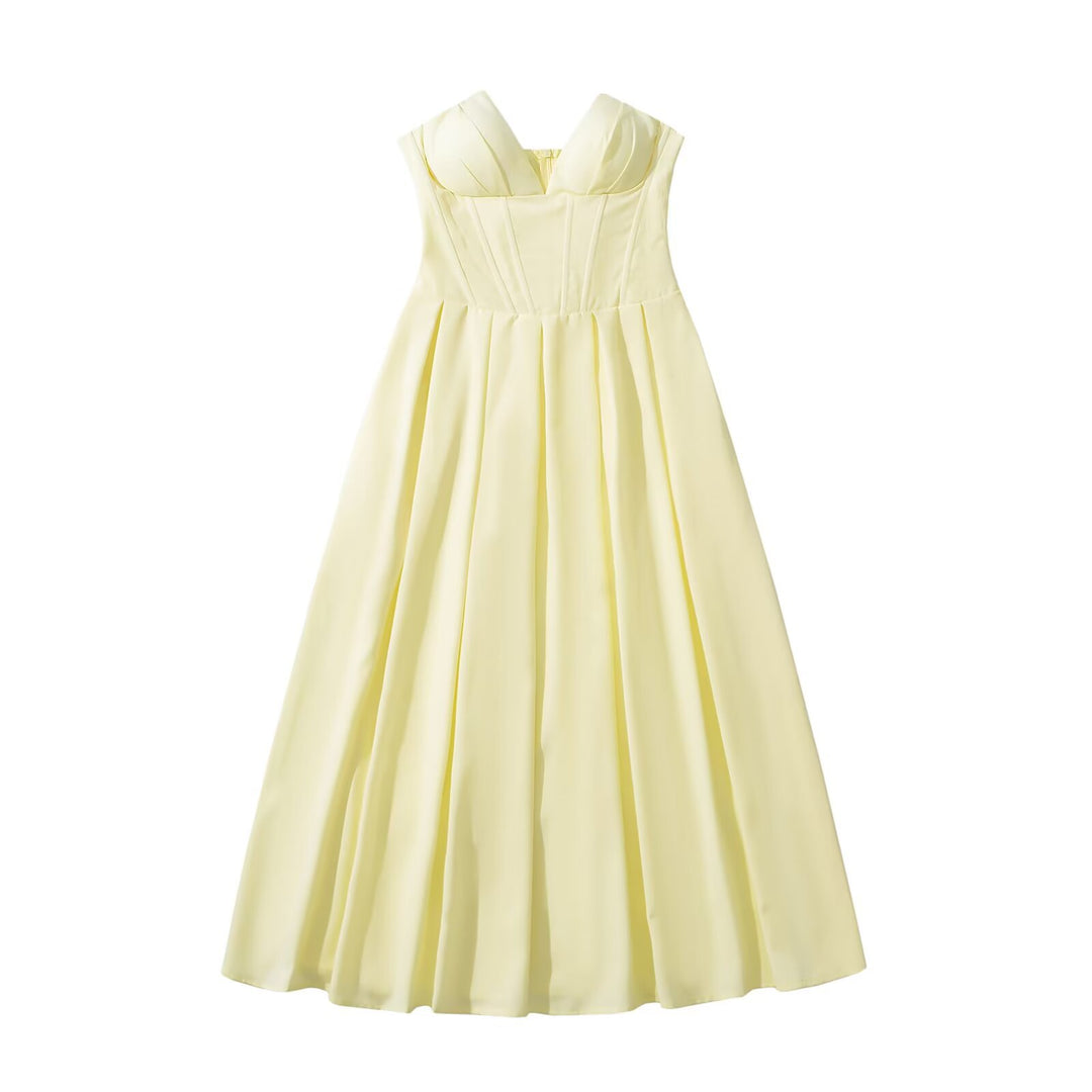 Damen Maxikleid mit elegantem Bustier-Ausschnitt und fließendem Rock R&B