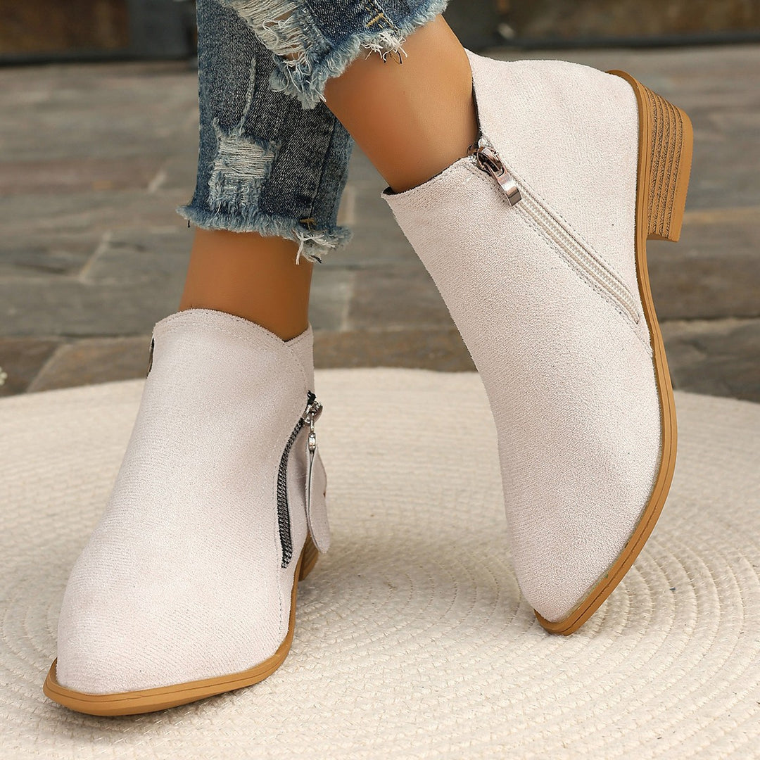 Damen Modische Ankle Boots mit elegantem Reißverschluss und bequemer Sohle R&B